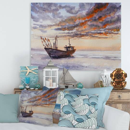 Designart - Wooden Fishing Boat On The Baltic Shore